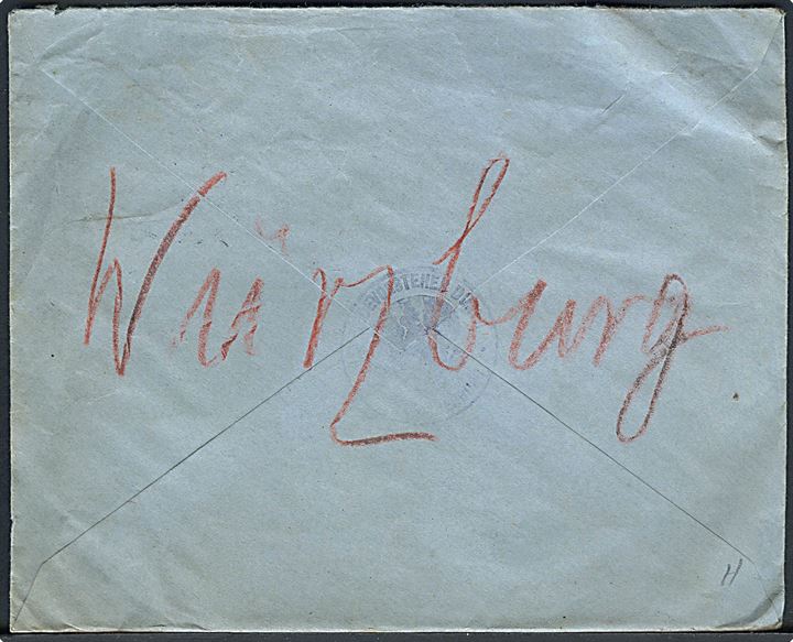 Ufrankeret brev fra Dynt Mølle med brotype IVb Broager sn1 d. 14.10.1920 til Dresden. Sort T-stempel og udtakseret i 160 pfg. tysk porto.