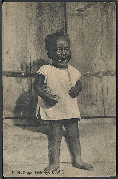D.V.I., St. Thomas, Pickney, grædende barn. A. Ovesen no. 25. Anvendt i København 1912.