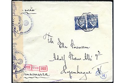 1$75 i parstykke på luftpostbrev fra Lissabon d. 6.11.1942 til København, Danmark. Åbnet af tysk censur i München