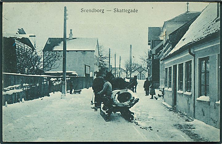 Svendborg, Skattegade i sne. Albert Hansen u/no. Kvalitet 8