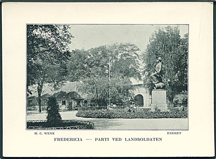 Fredericia, “Den tapre Landsoldat”. Kartonkort H. C. Wenk. Kvalitet 8