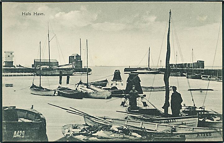 Hals, havneparti med fiskefartøjer. F.C.M. no. 3244. Kvalitet 9