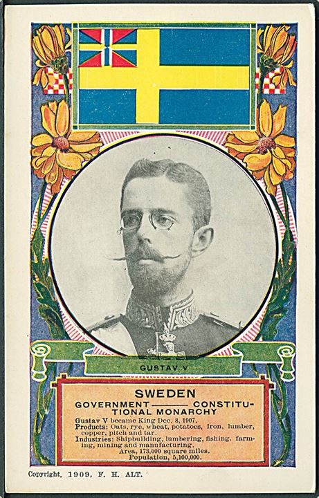 Gustav V af Sverige. F. H. Alt. no. 681. Kvalitet 8