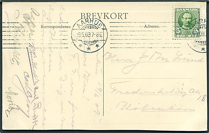 Sport. Københavns Fodsports Forening (K.F.F.) ved stævnet i Aarhus 20.6.1909. Med div. autografer. Kvalitet 7