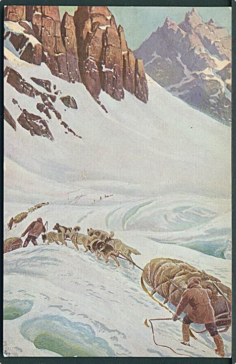 Polar. Roald Amundsen, Norges flag plantet paa Sydpolen. Slædefærden høsten 1911. Mittet & Co. u/no. Kvalitet 8