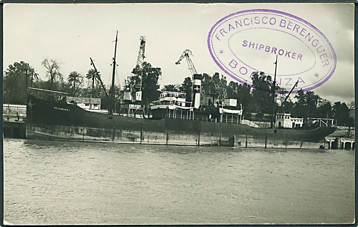 “Rosenborg”, S/S, Rederiet Dannebrog. Spansk fotokort. Torpederet af tysk ubåd U386 d. 24.4.1943. Kvalitet 7
