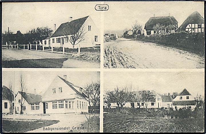 Thurø, partier fra. H. Schmidt u/no. Sendt lokalt i 1915 med stjernestempel THURØ. Kvalitet 8