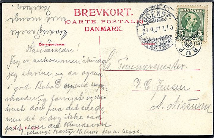 Svendborg, porthuset i Hestehaven. Warburg no. 2526. Stjernestempel SØRUP 1907. Kvalitet 8