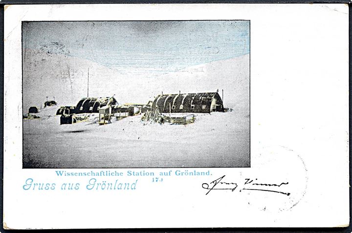Gruss aus Grönland. Wissenschaftliche Station no. 170. 5 øre Våben stemplet Kjøbenhavn 4.8.1899 Kvalitet 7
