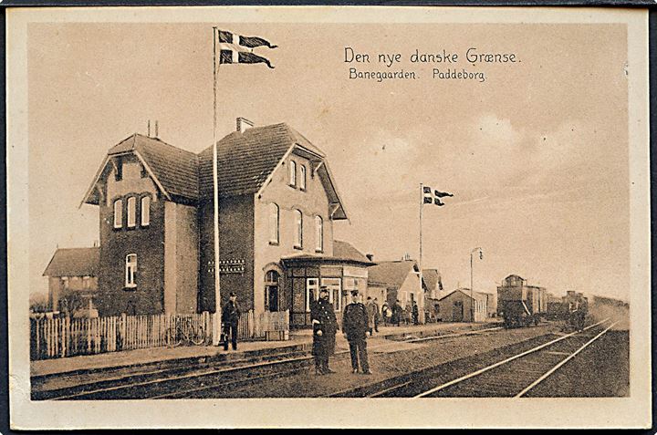 Padborg, banegården ved den nye grænse. W. Schützsack no. 463. Kvalitet 8