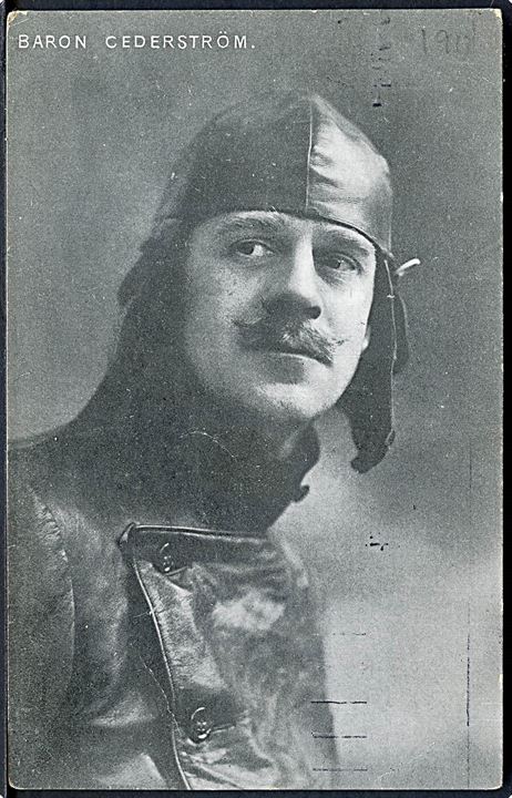 Baron Carl Cederström, svensk flypioner (1867-1918). U/no. Tekst vedr. flyvning i København d. 14.5.1911. Kvalitet 7