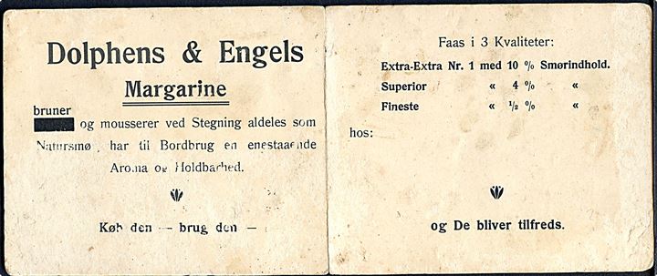 Ravn, Carsten: “Høstgilde”, dobbelt kartonkort. På bagsiden reklame for Dolphens & Engels Margarine. Kvalitet 6