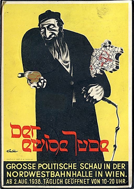 Propaganda. “Der ewige Jude” udstillingskort fra Wien med særstempel fra Berlin d. 11.1.1939.  Kvalitet 7