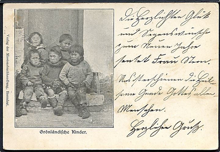 Grönlandische Kinder, Missionsbuchhandlung, Herrnhut. Brugt lokalt i Cassel 1903. Kvalitet 7