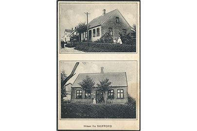 Skifford, “Hilsen fra” med ejendomme. L. Poulsen no. 16182. Kvalitet 7