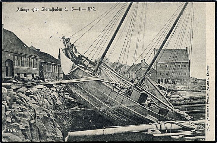 Allinge, havnen efter stormfloden d. 13.11.1872. H. P. Jacobsen u/no. Kvalitet 8