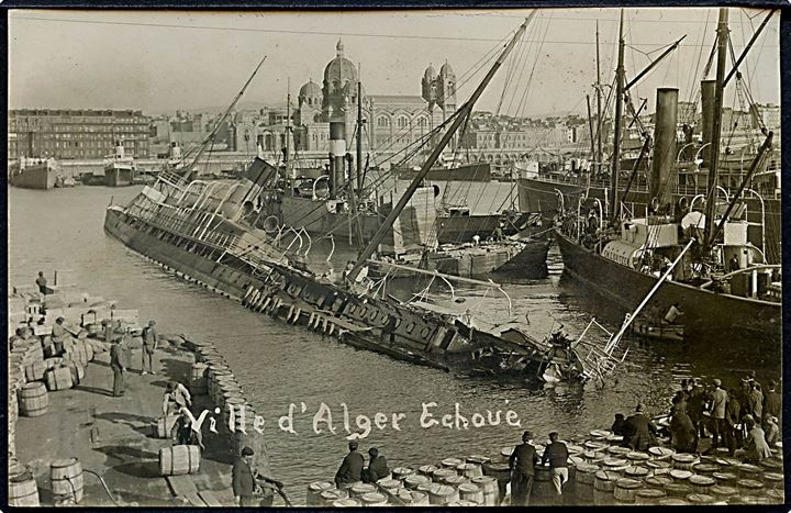 Em. Z. Svitzer bjærger franske S/S Ville d'Alger i Marseilles 1909. Fotokort u/no. Kvalitet 9
