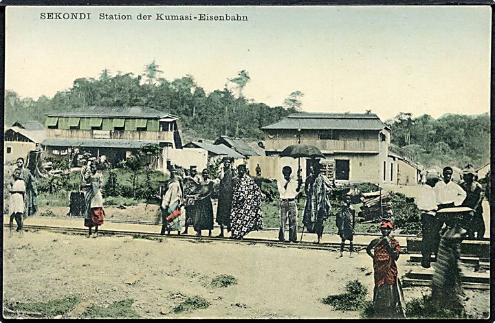 Guldkysten, Sekondi jernbanestation på Kumasi jernbanen. C.A.W. Grün no. 324. Kvalitet 7