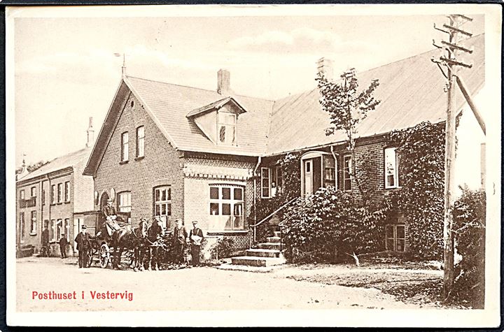 Vestervig, posthus og personale. C. Buchholtz no. 25973. Kvalitet 9