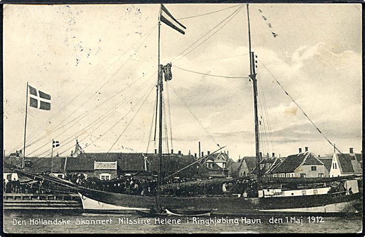 Ringkøbing, hollandsk skonnert “Nilssine Helene” d. 1.5.1912. L. Lind u/no. Stjernestempel SØRVAD. Kvalitet 8
