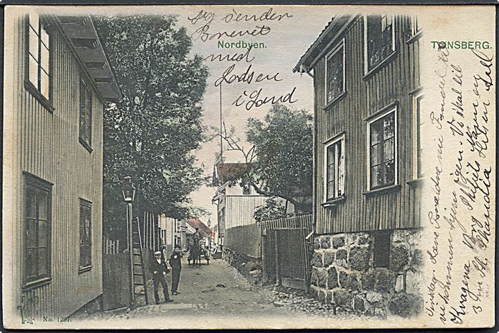 Tønsberg, gadeparti fra Nordbyen. P. Alstrup no. 1297. Kvalitet 7