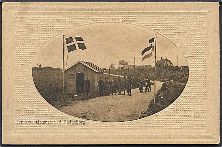 Padborg, 1920 den nye grænse ved Paddeborg. C. Biehl no. 3848. Mærke afrevet. Kvalitet 6