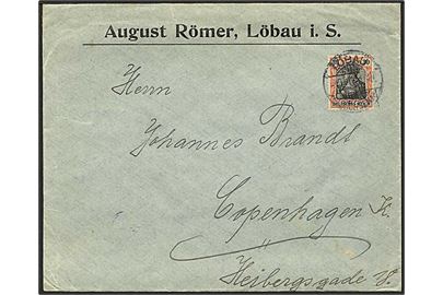 30 pfg. Germania single på brev fra Löbau d. 4.9.1919 til København, Danmark.