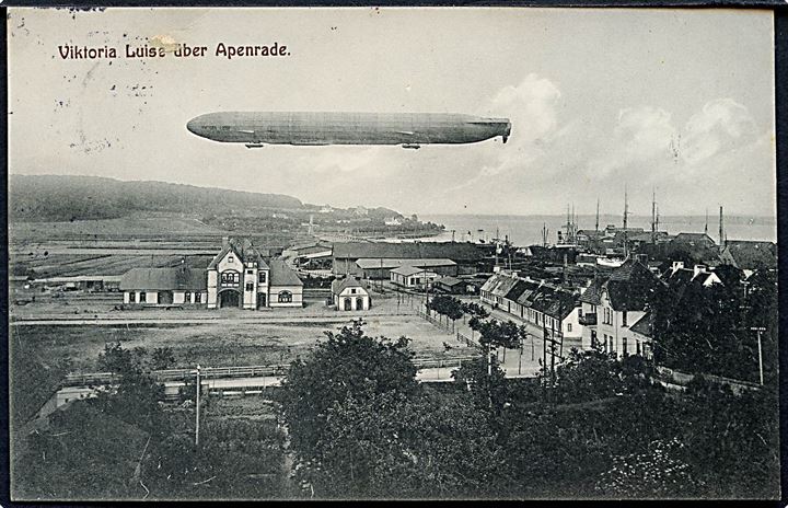 Zeppelin “Viktoria Louise” over Aabenraa d. 5.7.1912. J. Rebehn u/no.  Kvalitet 7