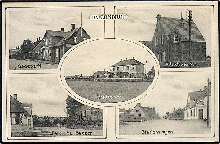 Kværndrup, partier med jernbanestationen. H. Schmidt no. 26806. Kvalitet 9