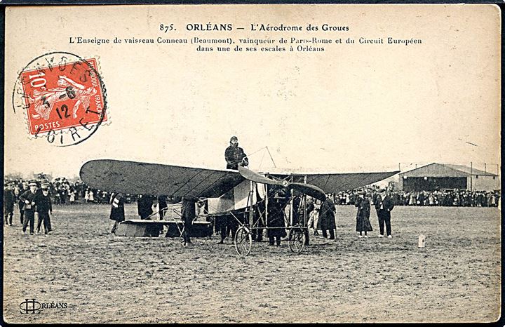 Flyvemaskine på Groues flyveplads ved Orleans. No. 875. Sendt til St. Petersborg, Rusland 1912.