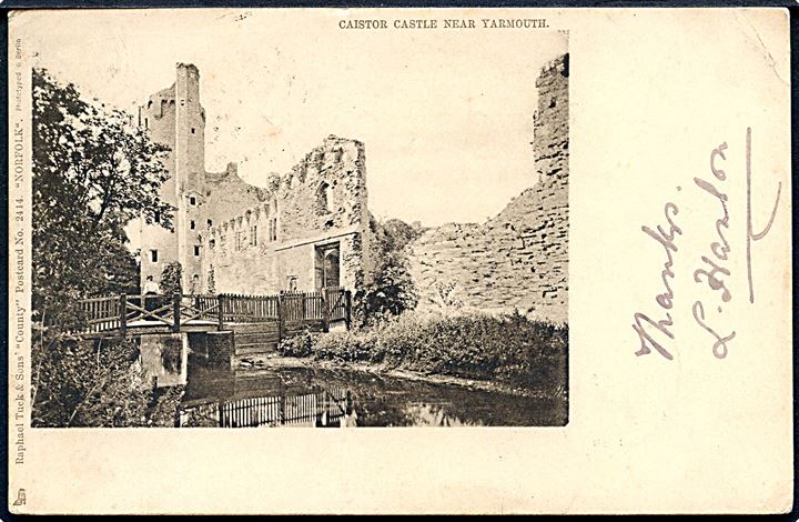 England. Norfolk. Castor castle near Yarmouth. Raphael Tuck & Sons County, postcard 2114 Norfolk. 