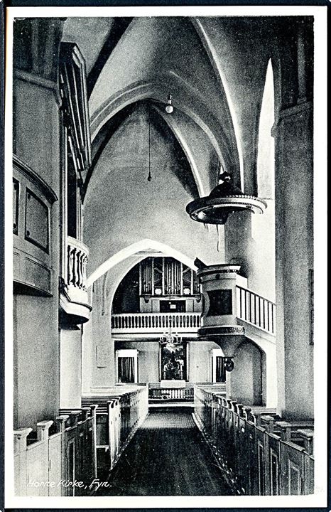 Horne Kirke indvendig. Sydfyns Papirforretning no. 10821. 