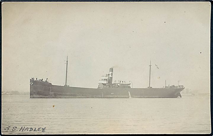 Hadley, S/S, S. P. Austin & Son, Ltd., Sunderland. Minesprængt d. 27.12.1915 ved Shipwash fyrskib af mine lagt af den tyske ubåd UC3