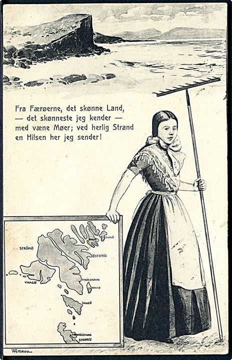 Fritz Kraul: Pige fra Færøerne med landkort. Stenders no. 24862.