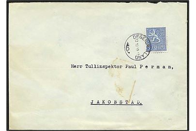Åland. Finsk 30 pen. Løve udg. på brev stemplet Degerby Åland d. 12.10.1959 til Jakobstad.