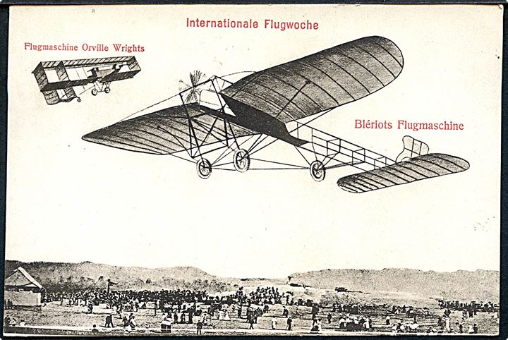 Fly. Internationale Flugwoche. Flugmaschine Orville Wrights & Blériots Flugmaschine. U/no. 
