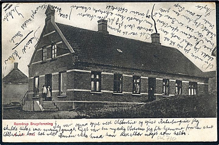 5 øre Chr. IX på brevkort (Romdrup Brugsforening) annulleret med stjernestempel KLARUP og sidestemplet med bureaustempel Aalborg - Hadsund T.61 d. 26.6.1906 til Randers.