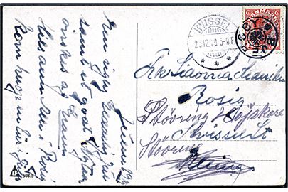 10 øre Chr. X på julekort annulleret med stjernestempel BJERGBY til Kvissel - eftersendt til Støvring med brotype Ia Kvissel d. 25.12.1919.