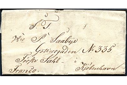 1820. Francobrev med indhold dateret Hjelmsømagle pr. Ringsted d. 17.10.1820 til Kjøbenhavn.