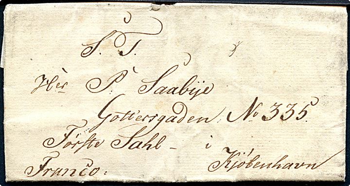 1820. Francobrev med indhold dateret Hjelmsømagle pr. Ringsted d. 17.10.1820 til Kjøbenhavn.