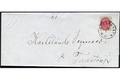 8 øre Tofarvet tidl. tryk på brev fra Kjøbenhavn d. 16.9.1876 til Karlslunde Sogneraad pr. Taastrup.