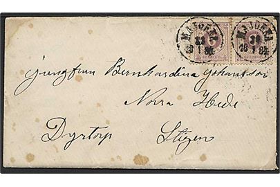 6 öre Ring-type (2) på brev stemplet Majorna d. 23.1.1884 til Stigen. 