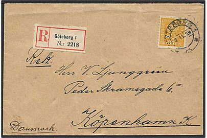 35 öre Posthorn single på anbefalet brev fra Göteborg d. 2.11.1929 til København, Danmark.