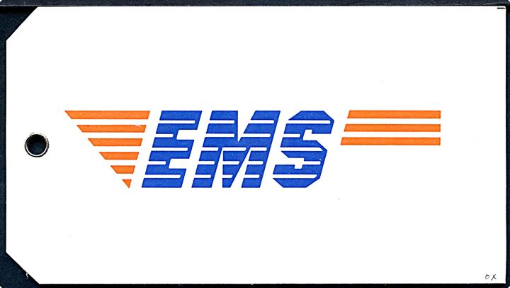 EMS Jetpost manilamærke - F133 (11-89) fra Sydhavnens Postcenter til Hjortshøj. Ank.stemplet Hjortshøj d. 30.4.1990.