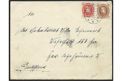 10 øre og 15 øre Chr. X 60 år på brev fra Slangerup d. 31.7.1931 til Bad Oyenhausen, Tyskland.