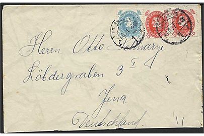 15 øre (par) og 25 øre Chr. X 60 år på 3. vægtkl. brev fra København 1 d. 21.8.1931 til Jena, Tyskland.