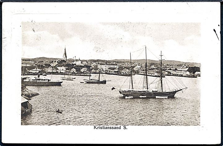 Norge. Kristianssand S havn med skibe. No. 241374. (Afrevet mærke). 