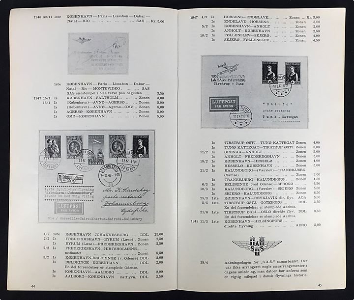 Dansk Luftpost Katalog omarbejdet udgave af Karlo Lindskog 1958. 