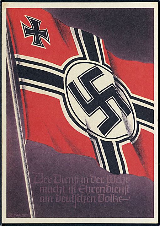 Det tyske flag med hagekort. Nytryk.