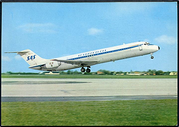 SAS Super DC-9 jetliner. SAS reklamekort no. 976028.